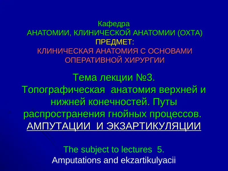 КЛИНИЧЕСКАЯ АНАТОМИЯ С ОСНОВАМИ ОПЕРАТИВНОЙ ХИРУРГИИ