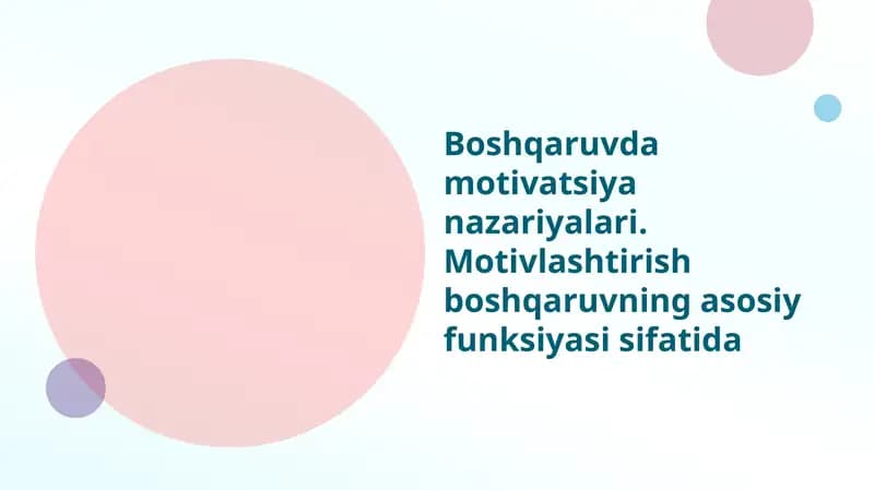 Boshqaruvda Motivatsiya