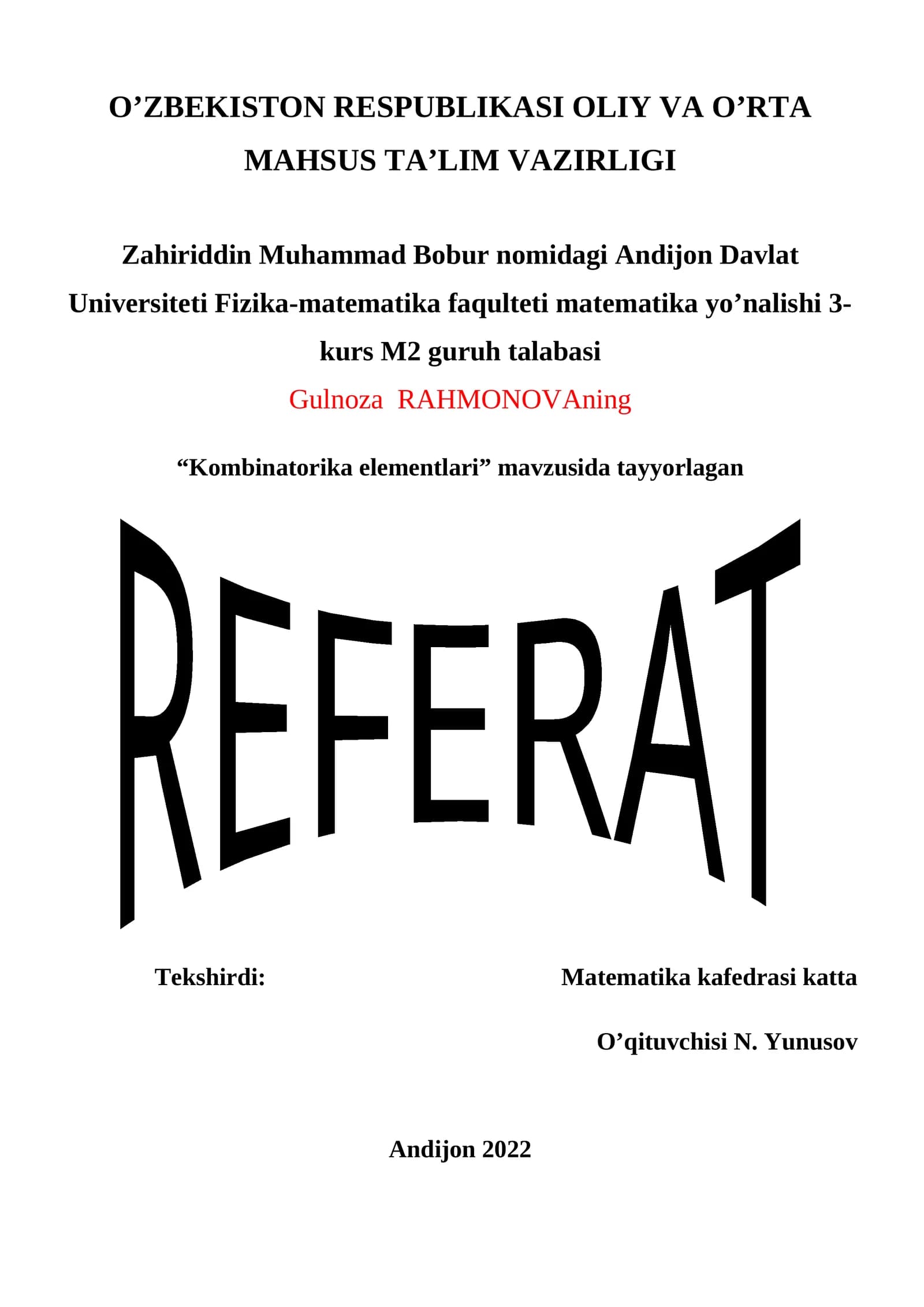 Kombinatorika elementlari