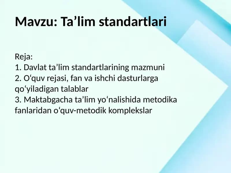 davlat ta'lim standartlari