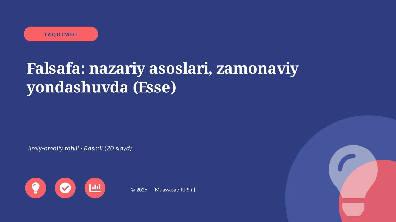 Falsafa: nazariy asoslari, zamonaviy yondashuvda (Esse)