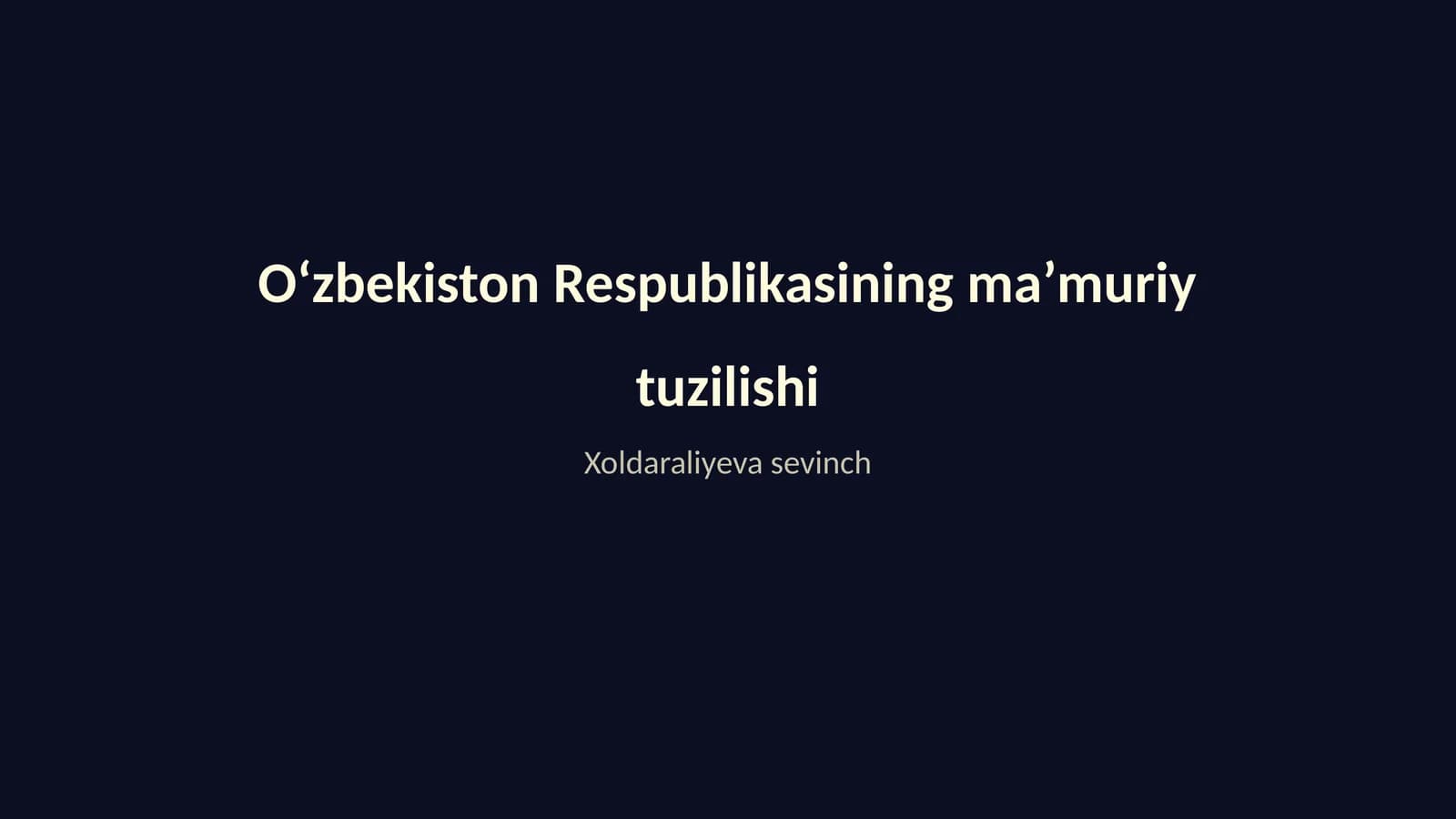 Oʻzbekiston Respublikasining maʼmuriy tuzilishi