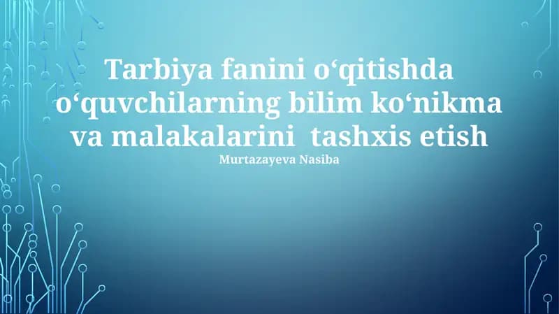 Diagnostika Natijalarini Tahlil Qilish va Rejalashtirish