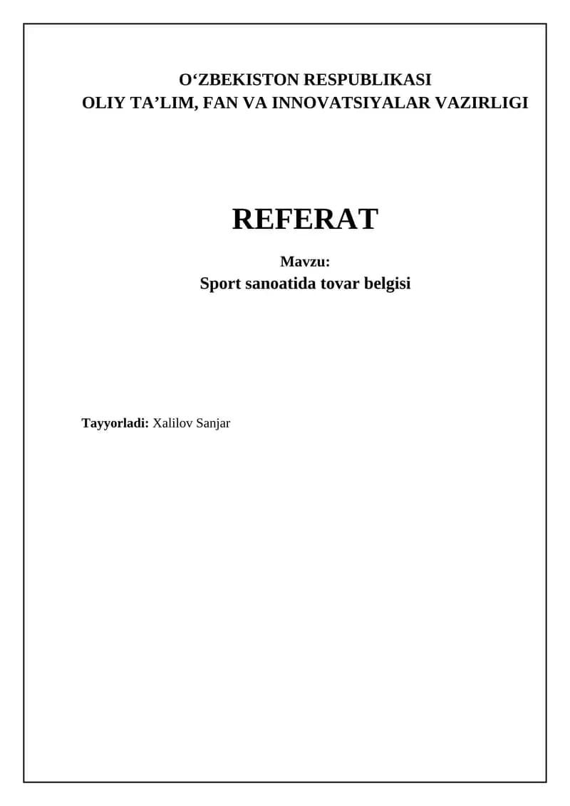 Sport sanoatida tovar belgisi