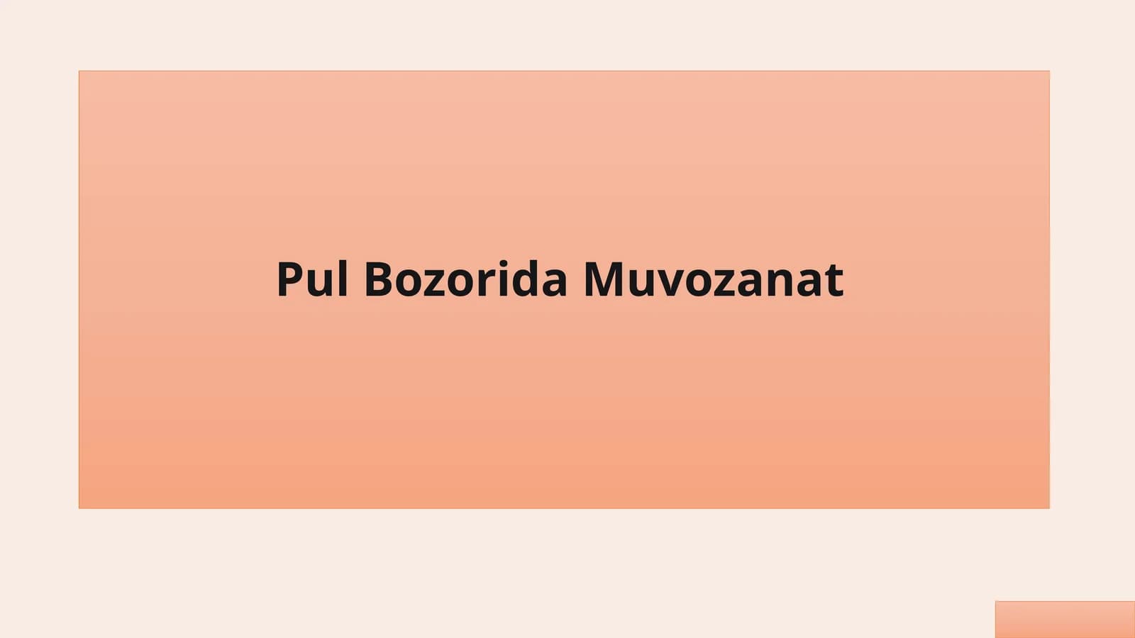 Pul Bozorida Muvozanat
