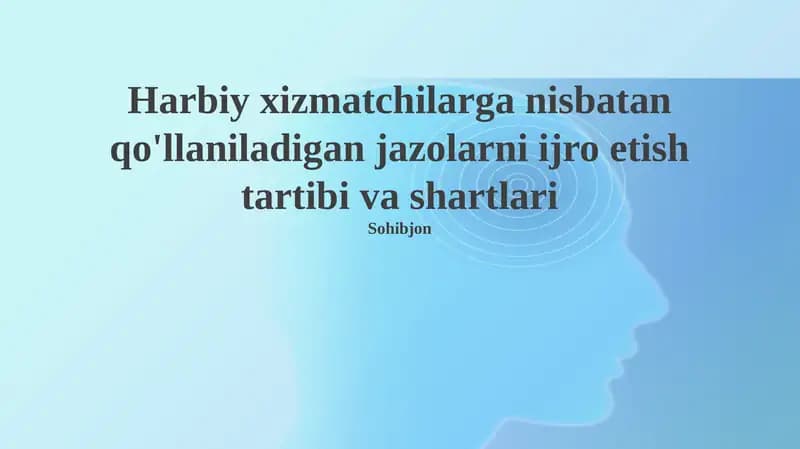 Intizomiy jazolarni qo'llash tartibi va shartlari