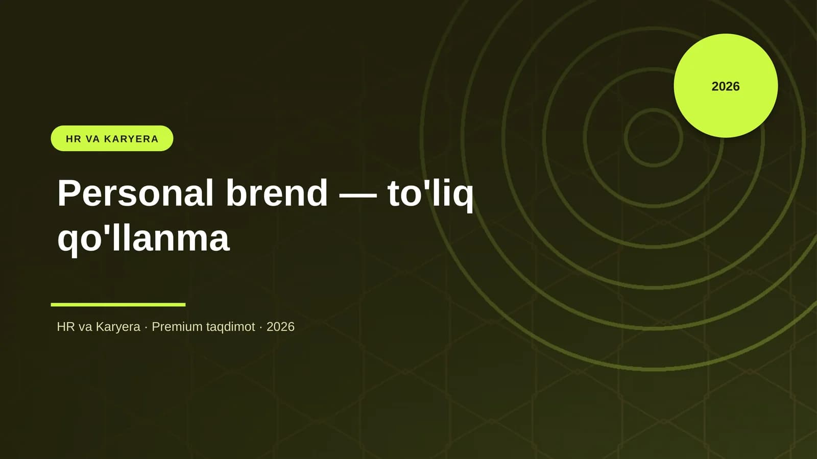 Personal brend — to'liq qo'llanma