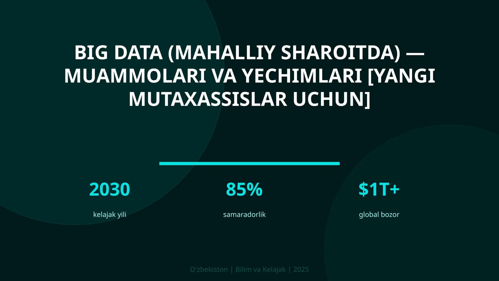 BIG DATA (MAHALLIY SHAROITDA) — MUAMMOLARI VA YECHIMLARI [YANGI MUTAXASSISLAR UCHUN]
