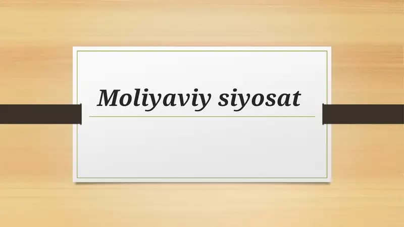 Moliyaviy siyosat