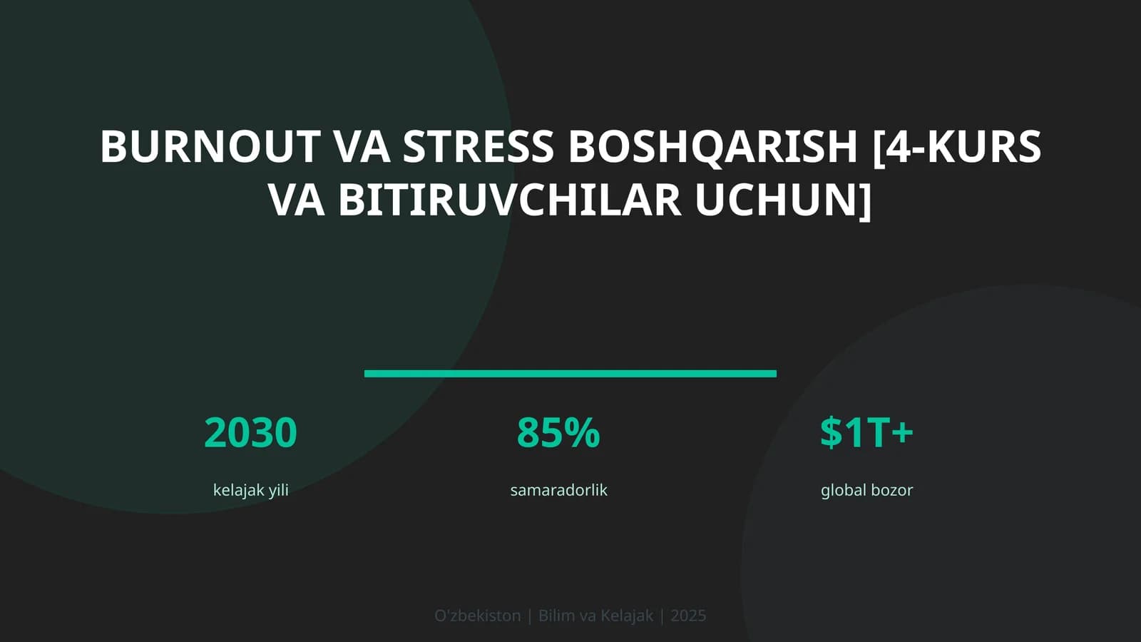 Burnout va stress boshqarish [4-kurs va bitiruvchilar uchun]