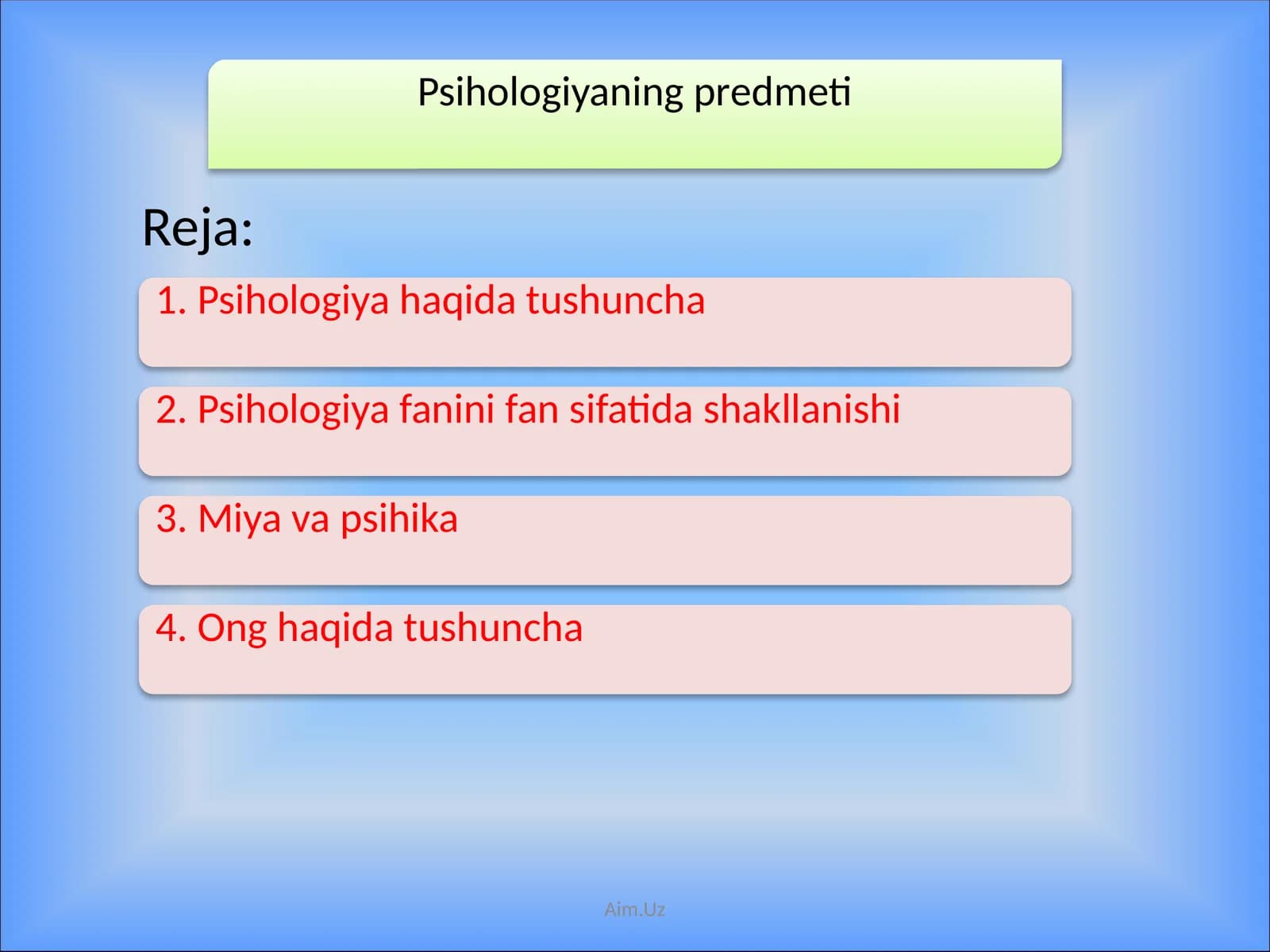 Psihologiyaning predmeti