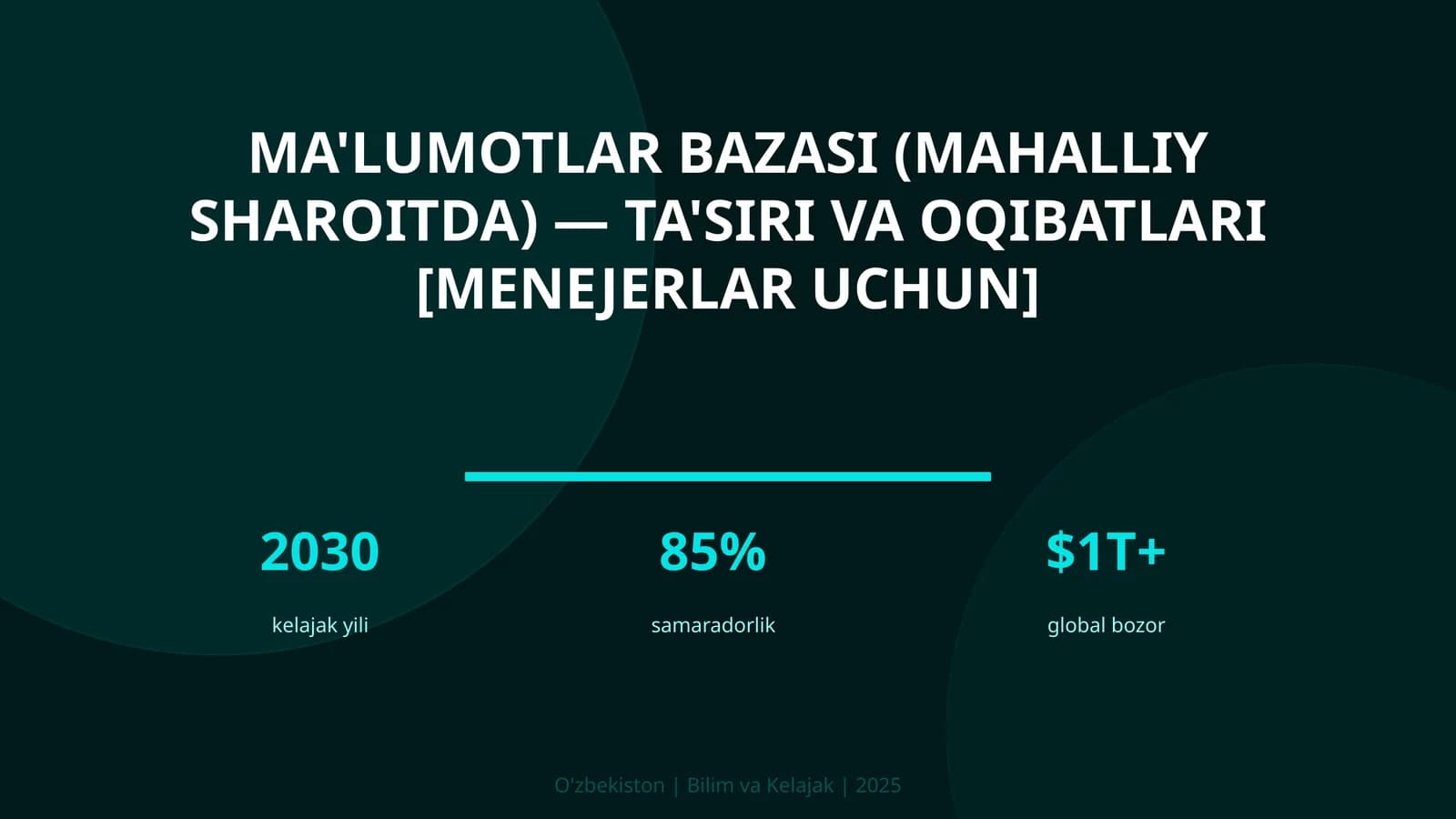 Ma'lumotlar bazasi (mahalliy sharoitda) — ta'siri va oqibatlari [menejerlar uchun]