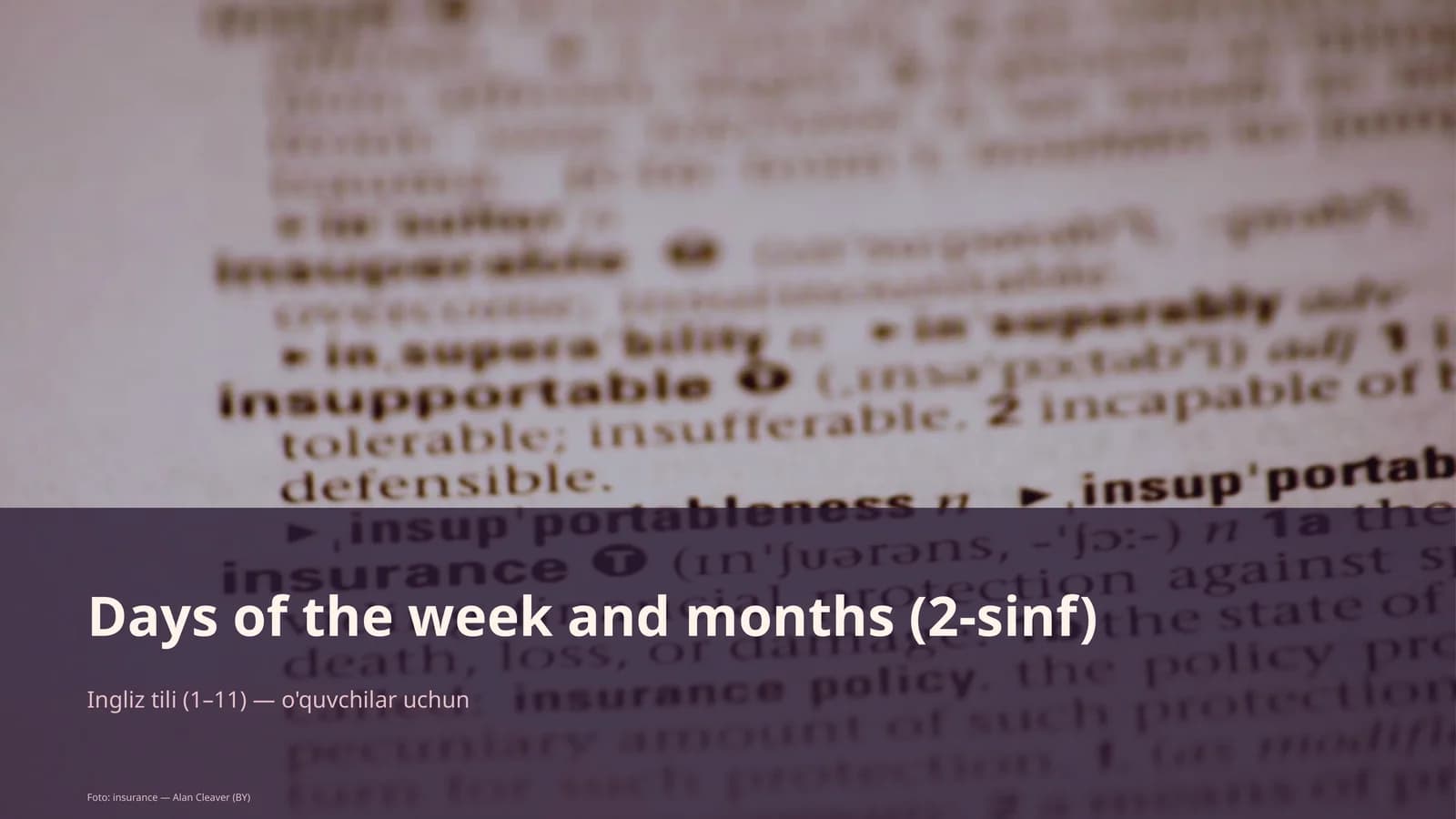 Days of the week and months (2-sinf)