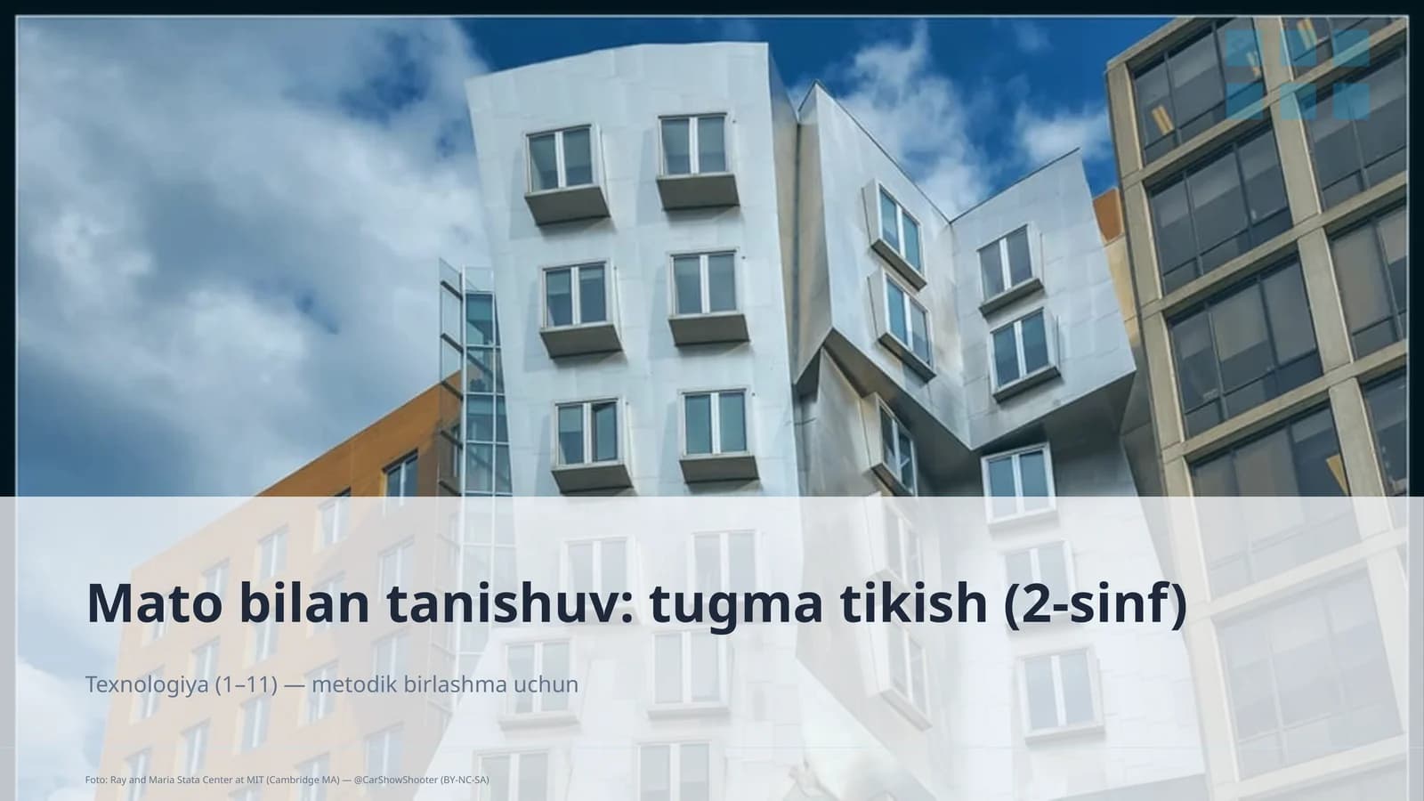 Mato bilan tanishuv: tugma tikish (2-sinf)