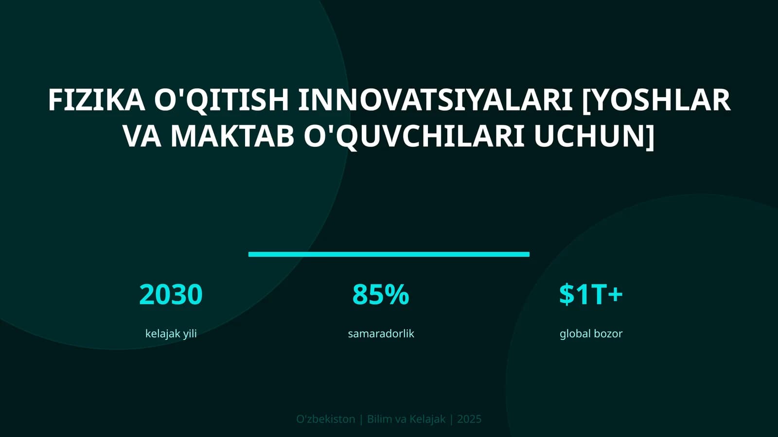 Fizika o'qitish innovatsiyalari [yoshlar va maktab o'quvchilari uchun]