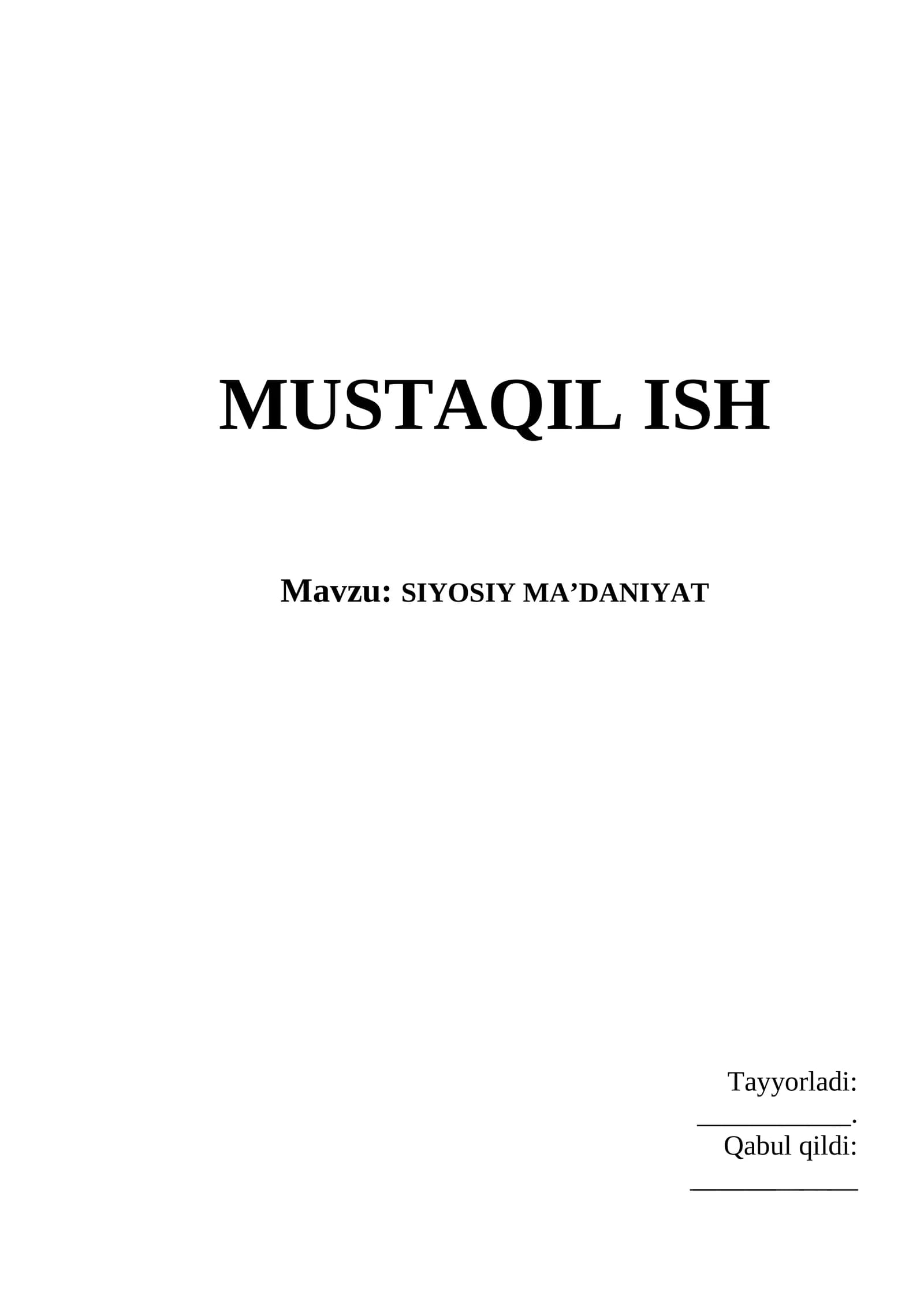 SIYOSIY MА’DАNIYAT