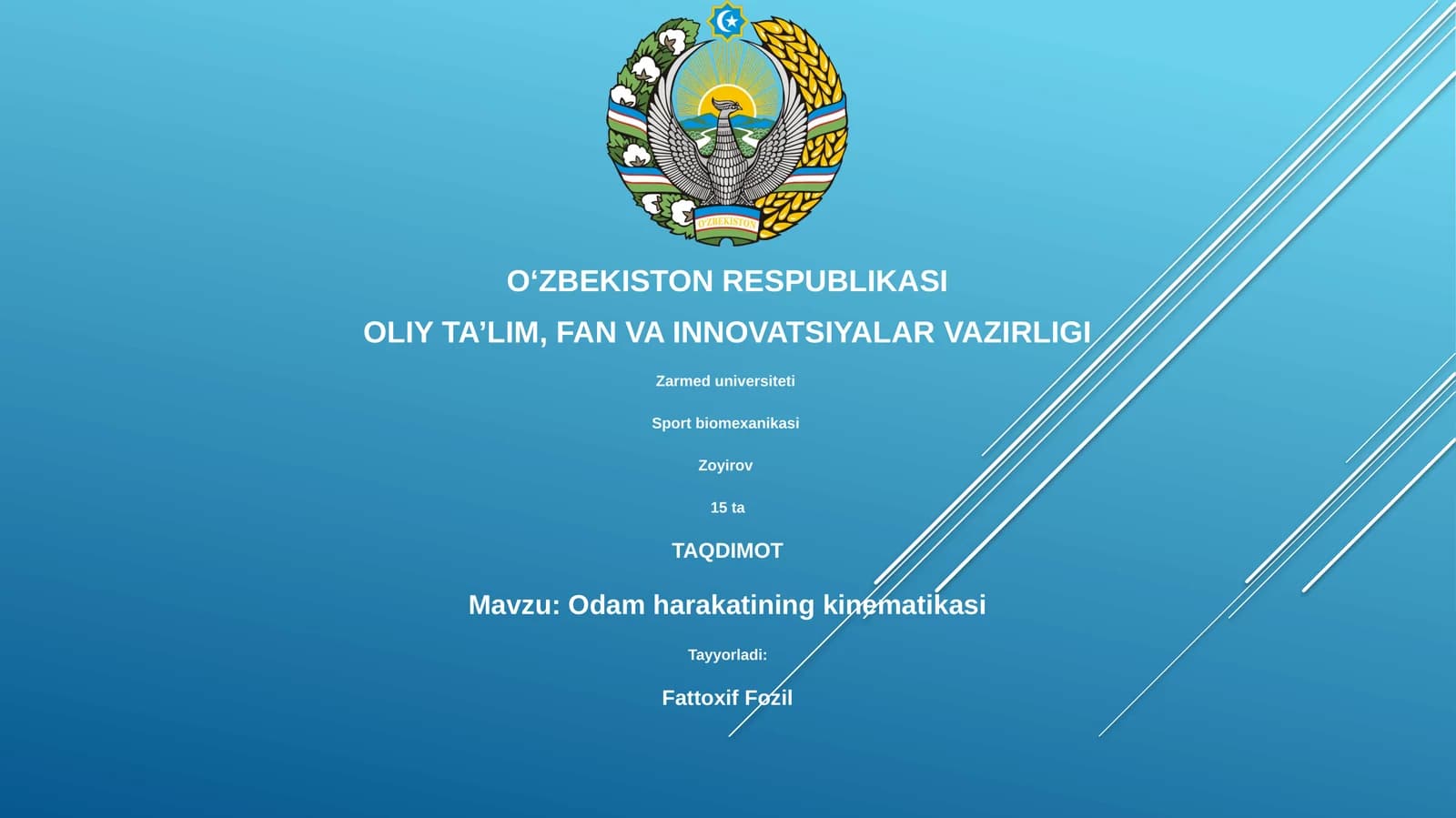 Odam harakatining kinematikasi