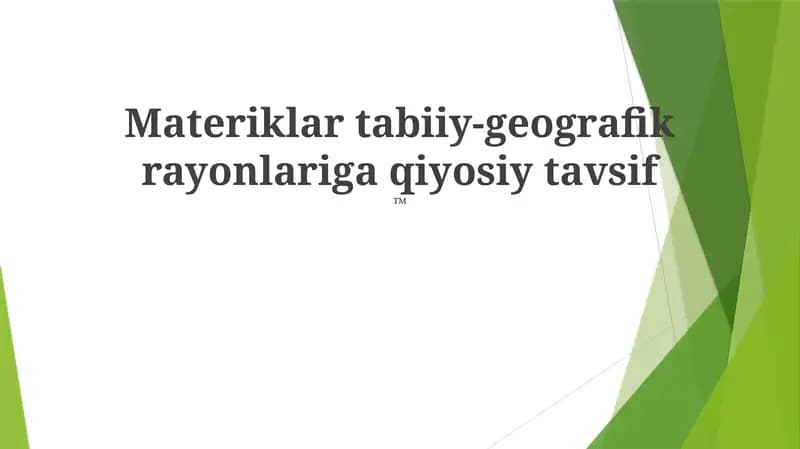 Materiklar tabiiy-geografik rayonlariga qiyosiy tavsif