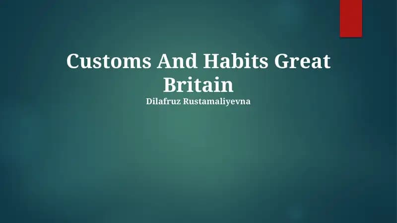 Odatlar va Odamda Odob-axloq: Britaniya misollari