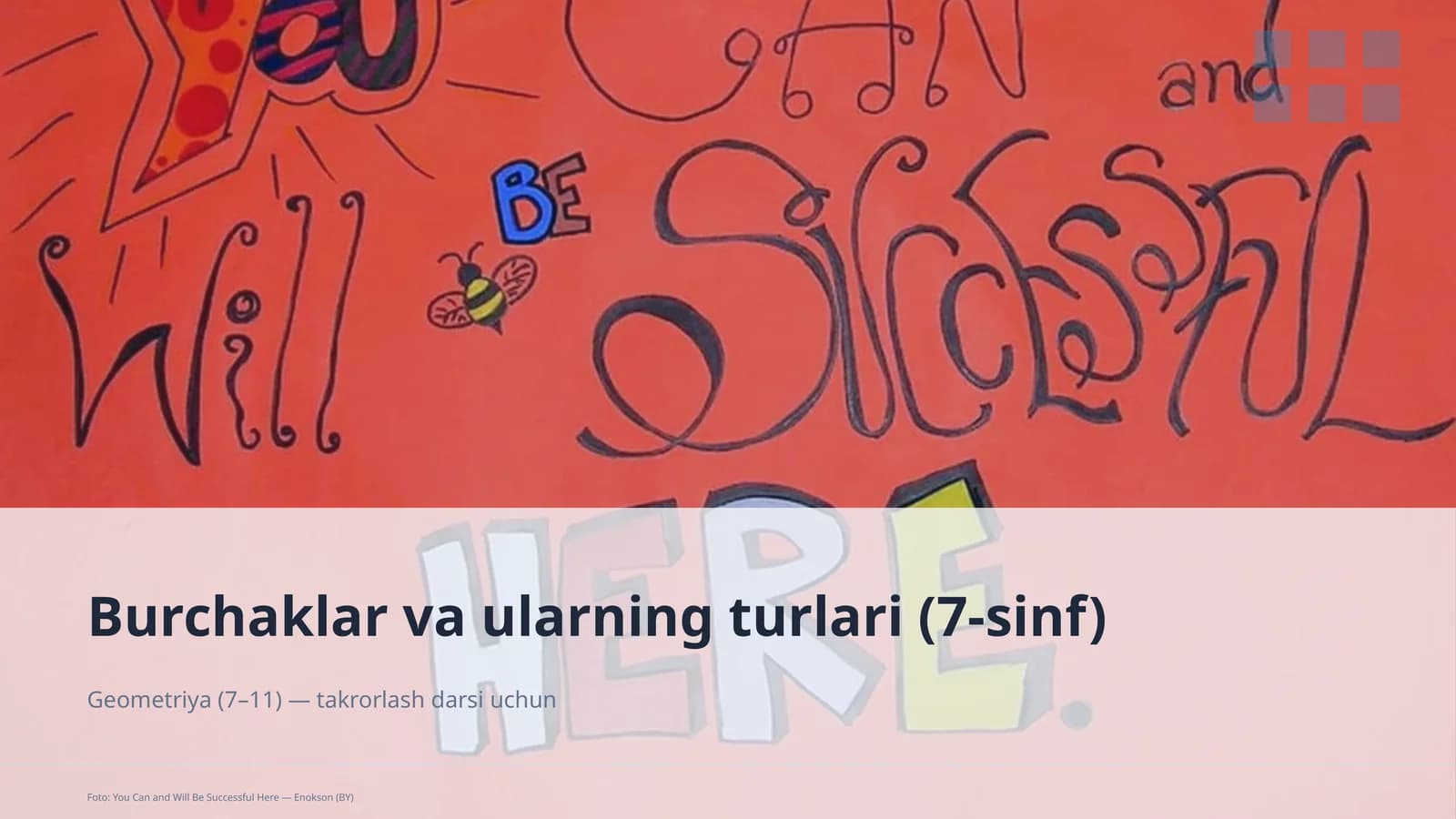 Burchaklar va ularning turlari (7-sinf)