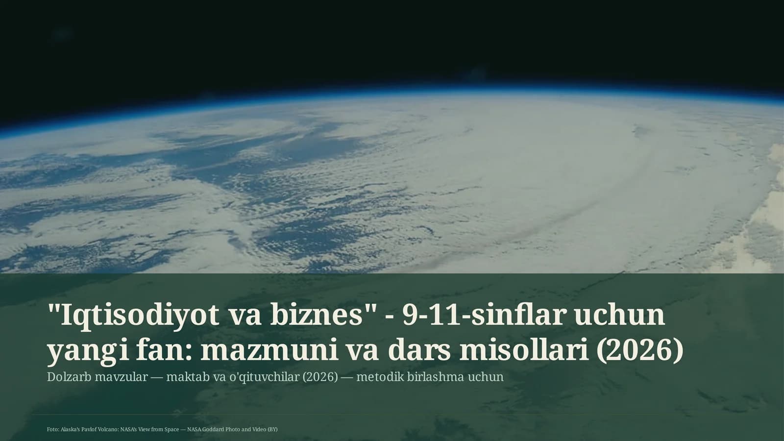Iqtisodiyot va biznes - 9-11-sinflar uchun yangi fan: mazmuni va dars misollari