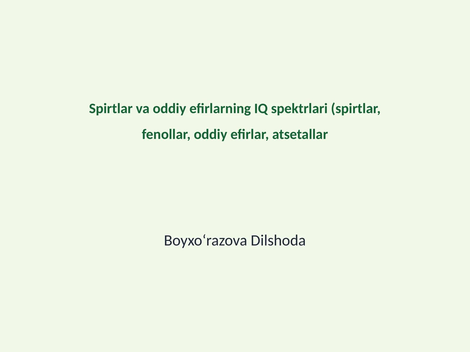 Spirtlar va oddiy efirlarning IQ spektrlari (spirtlar, fenollar, oddiy efirlar, atsetallar
