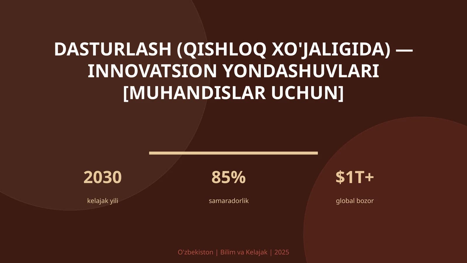 Dasturlash (qishloq xo'jaligida) — innovatsion yondashuvlari [muhandislar uchun]
