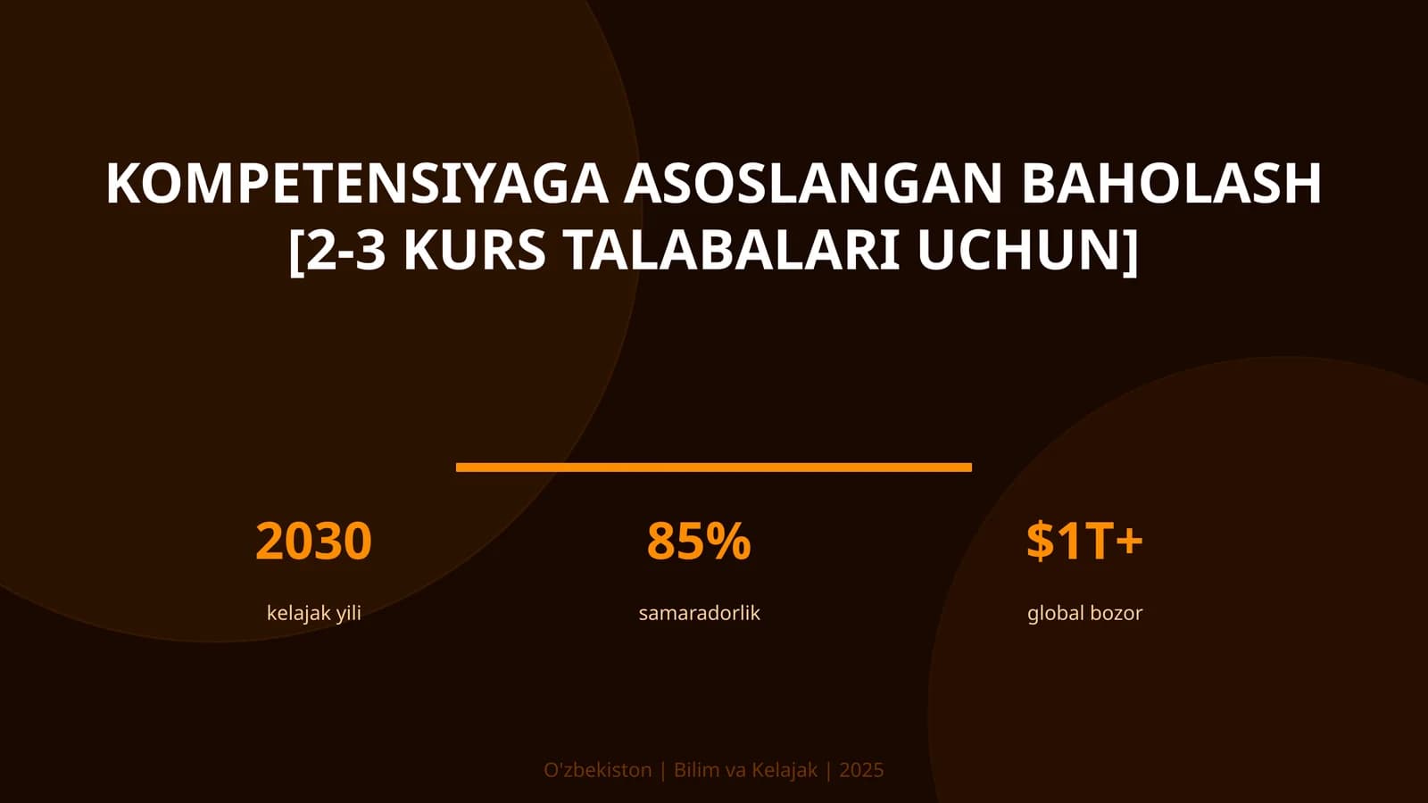 Kompetensiyaga asoslangan baholash [2-3 kurs talabalari uchun]