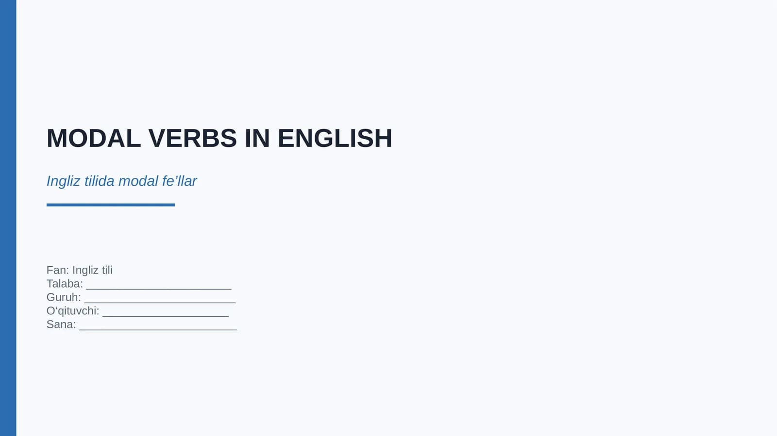 MODAL VERBS IN ENGLISH