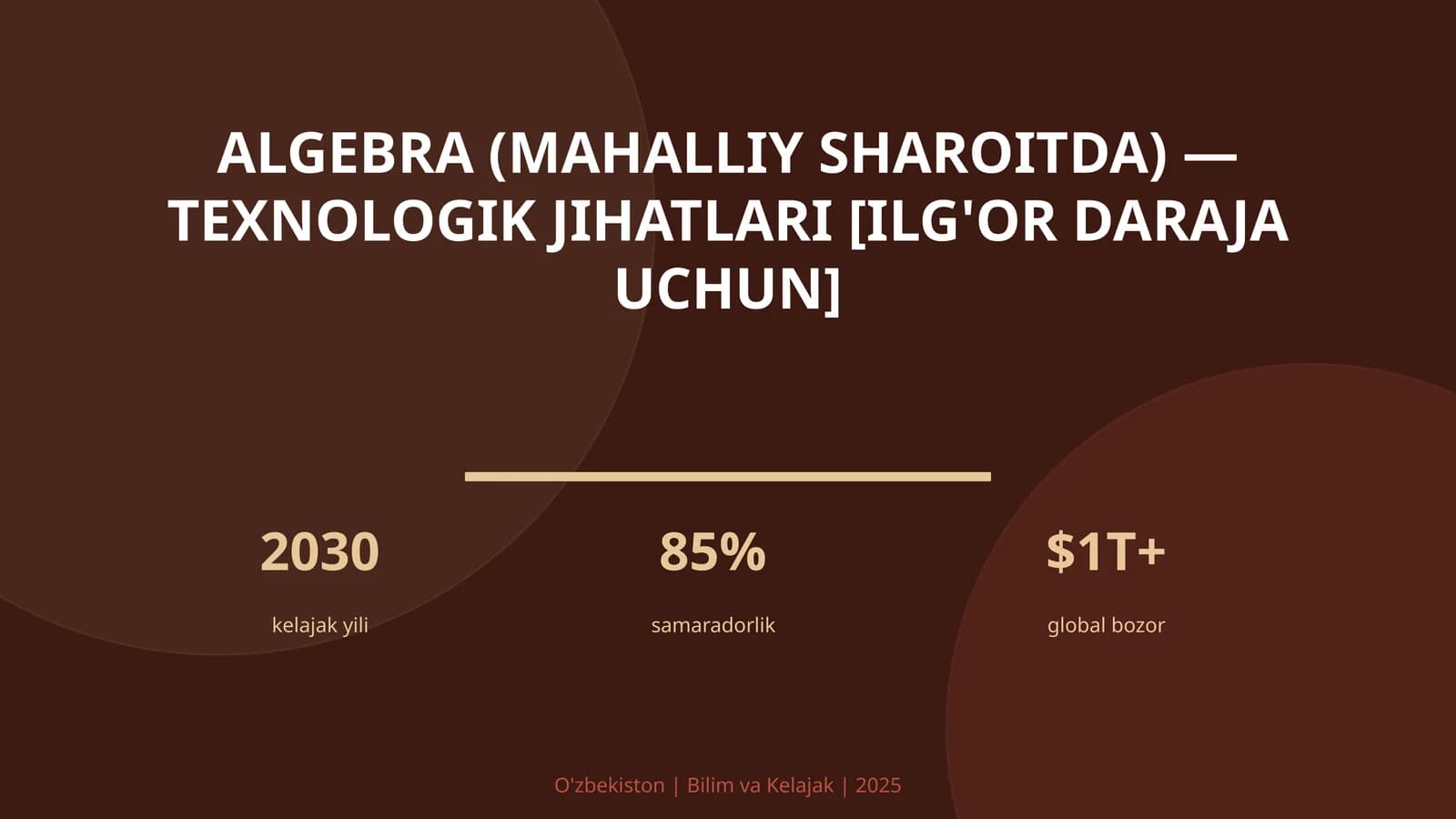 Algebra (mahalliy sharoitda) — texnologik jihatlari [ilg'or daraja uchun]