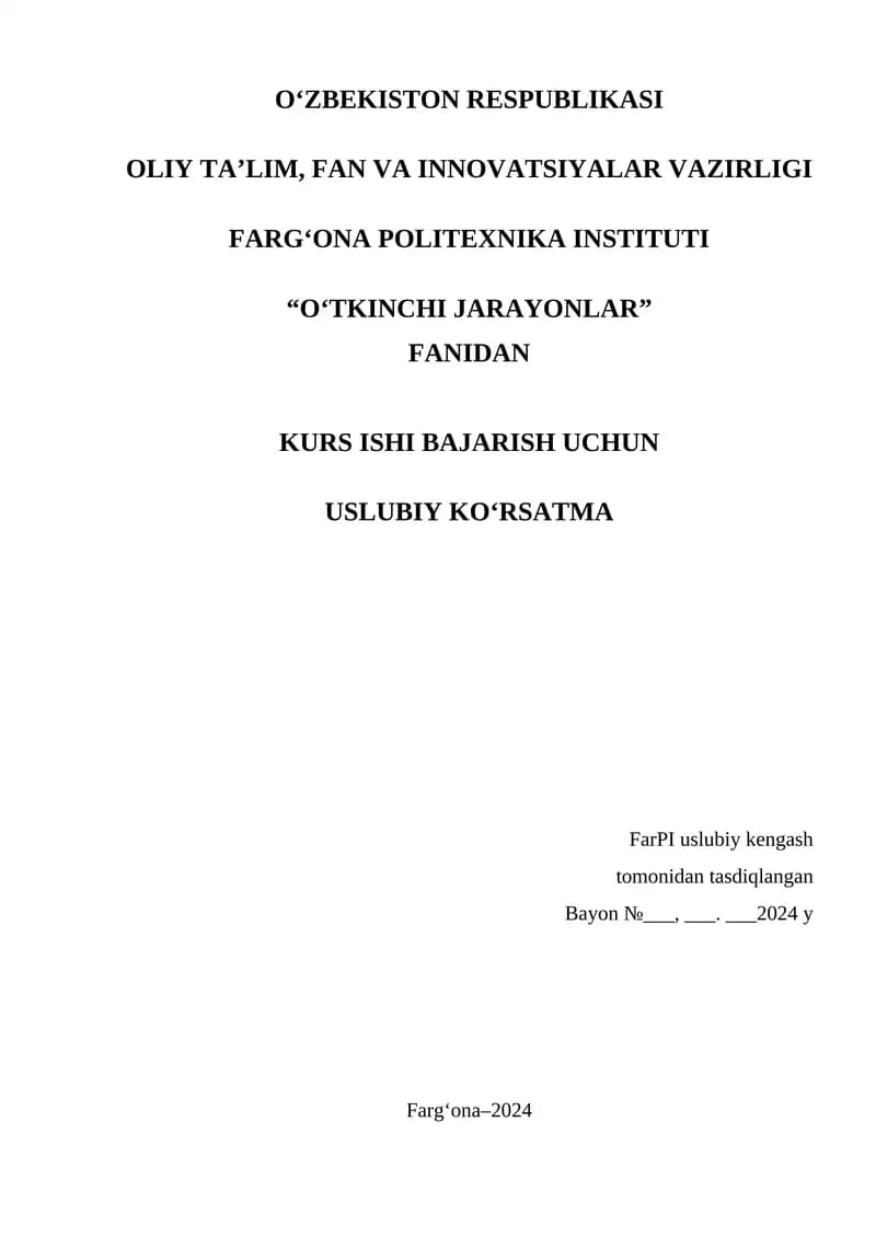 Uslubiy ko‘rsatma “O‘tkinchi jarayonlar”