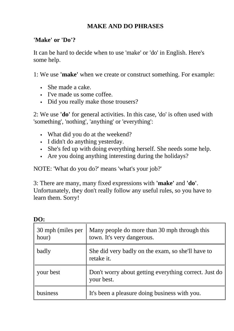 Make and Do Phrases