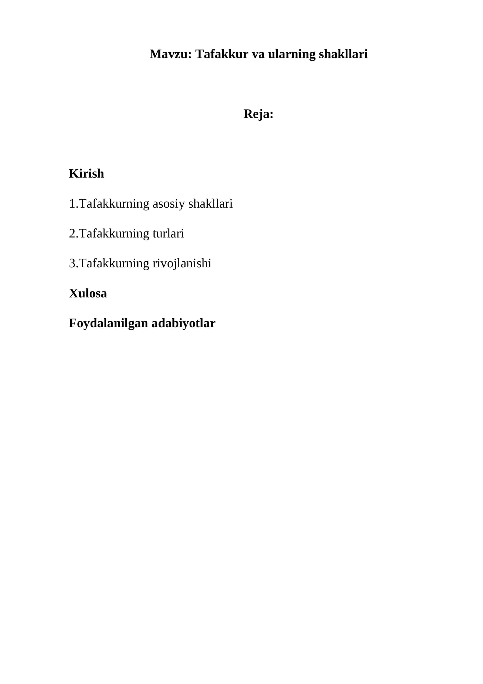 Tafakkur va ularning shakllari