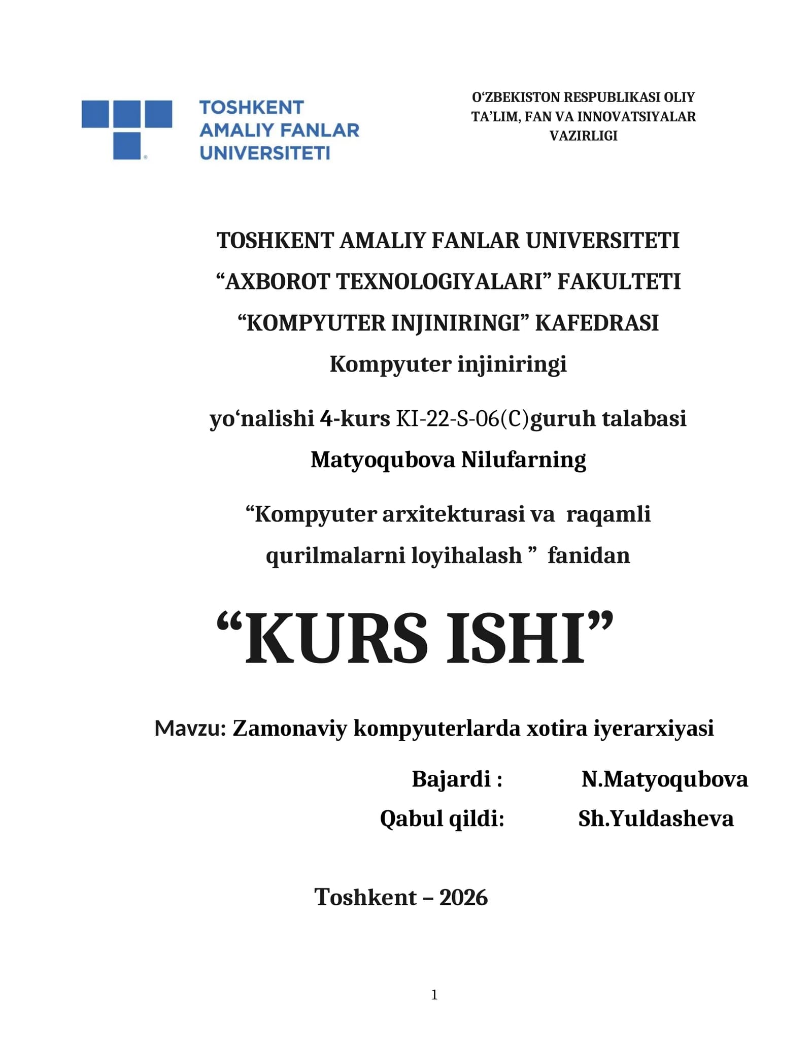 Zamonaviy kompyuterlarda xotira iyerarxiyasi