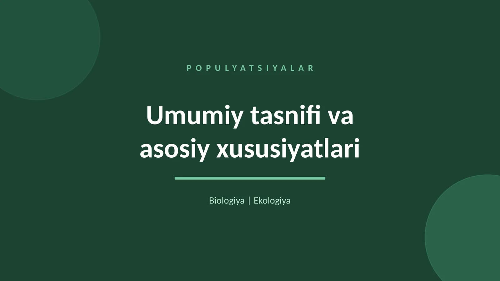 POPULYATSIYALAR
