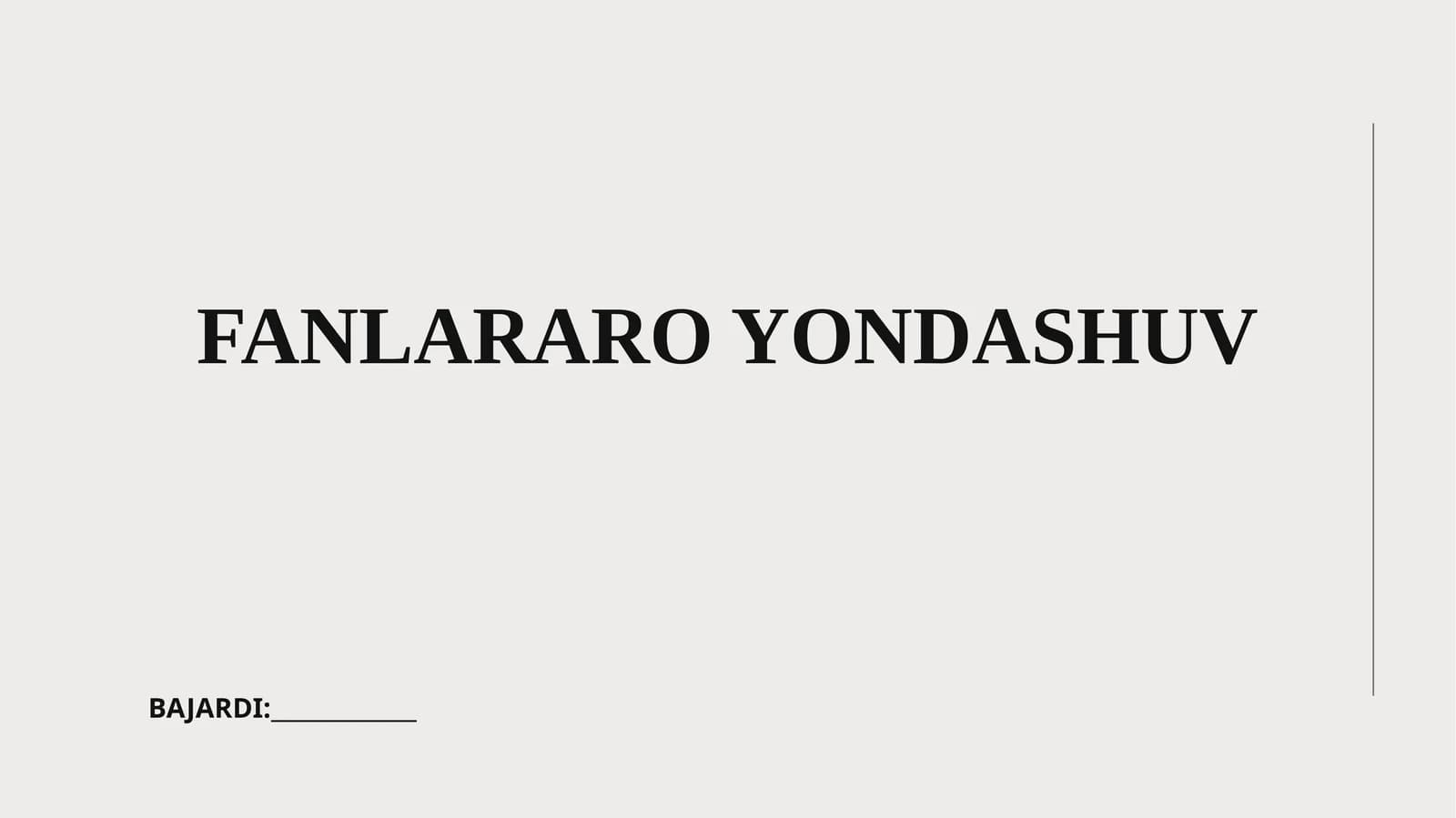 Fanlararo Yondashuv