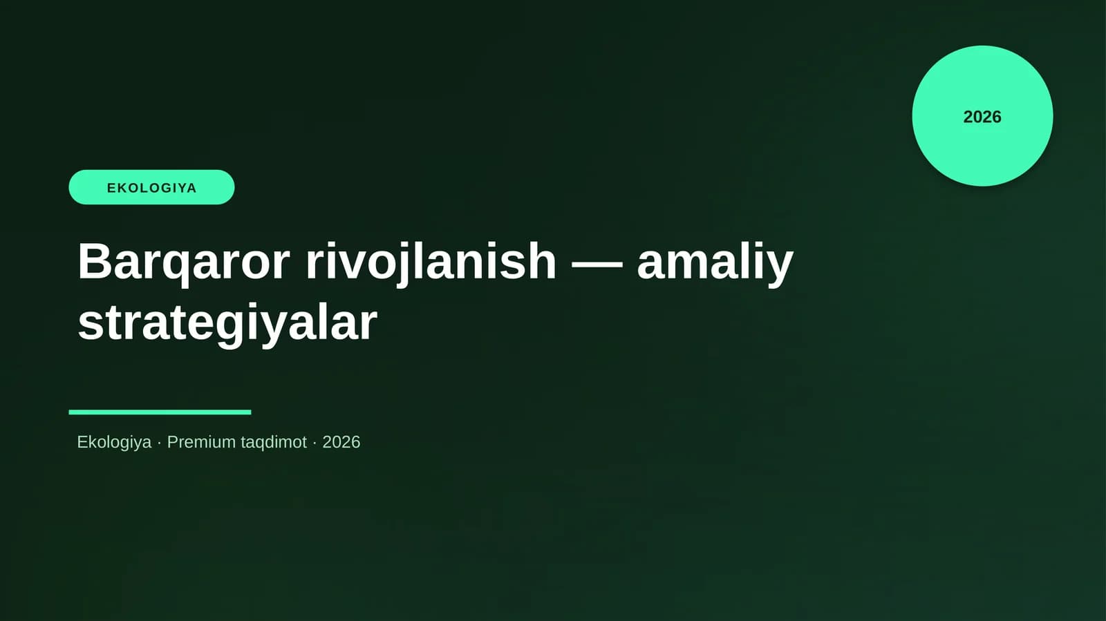 Barqaror rivojlanish — amaliy strategiyalar