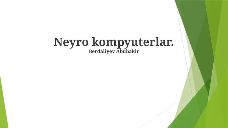 Neyron Kompyuterlarning Kelajagi