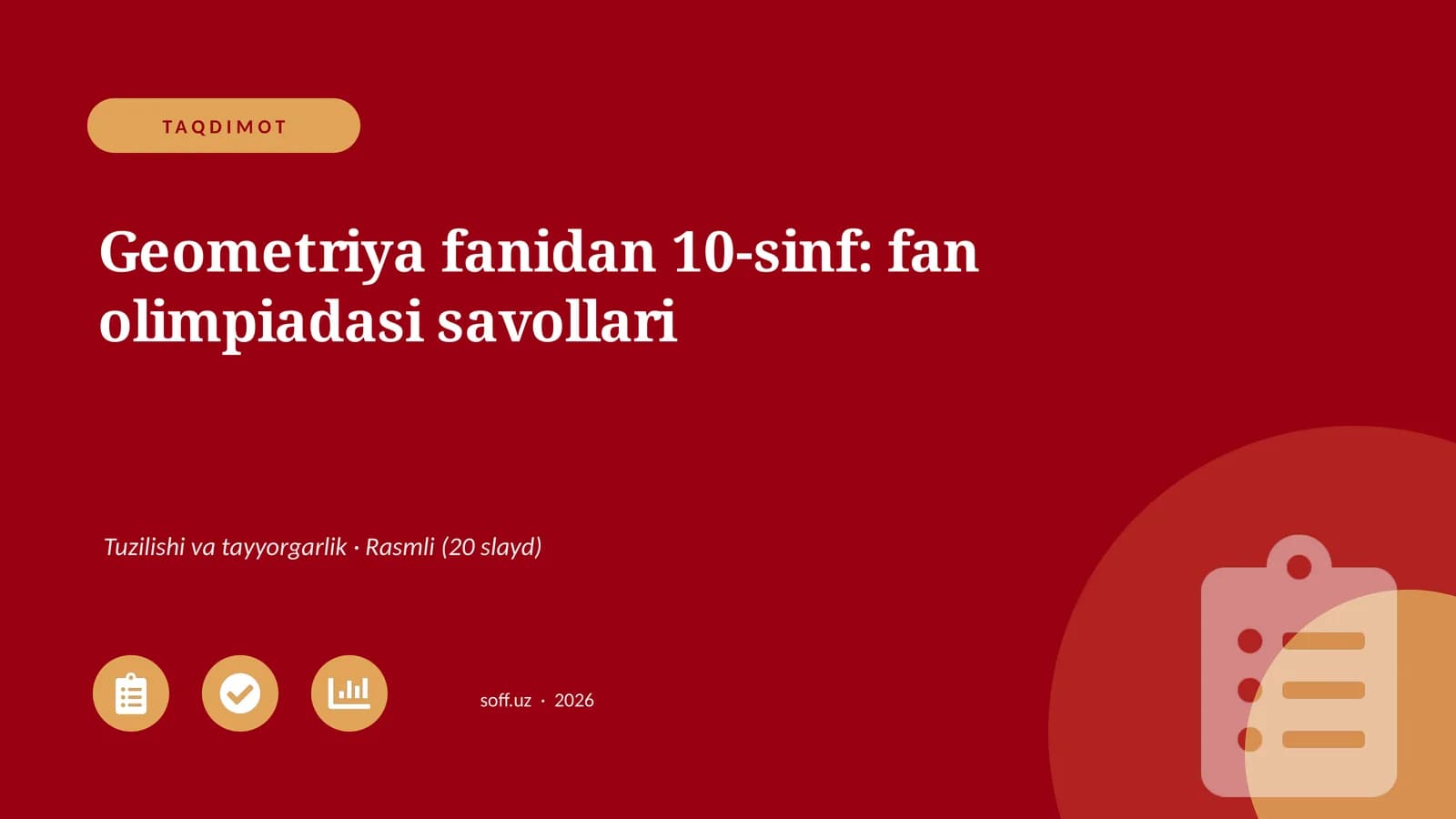 Geometriya fanidan 10-sinf: fan olimpiadasi savollari