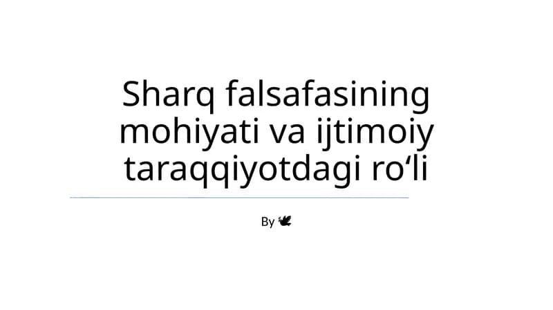 Sharq falsafasi va ijtimoiy taraqqiyot
