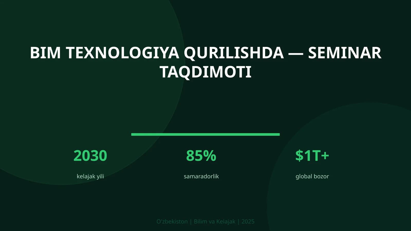 BIM TEXNOLOGIYA QURILISHDA — SEMINAR TAQDIMOTI