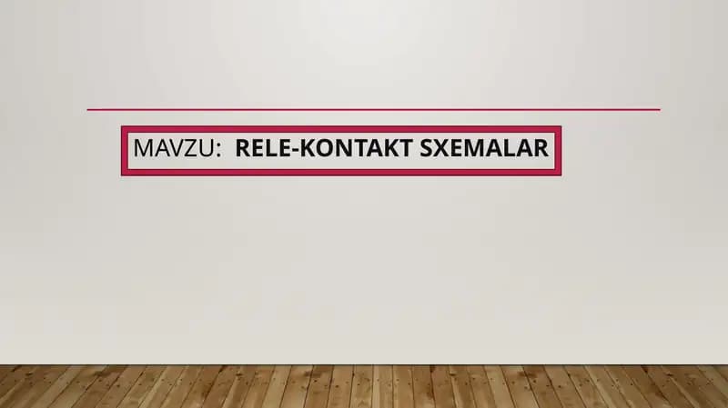 Rele kontakt sxemalari