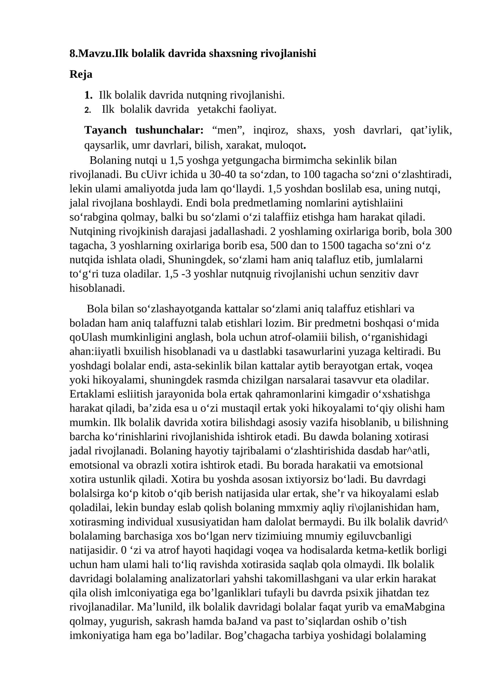 Ilkbolalikdavridashaxsningrivojlanishi