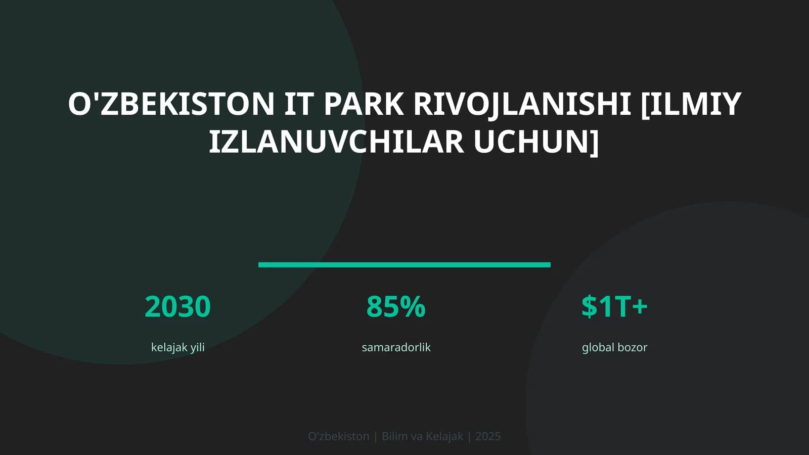 O'zbekiston IT park rivojlanishi [ilmiy izlanuvchilar uchun]