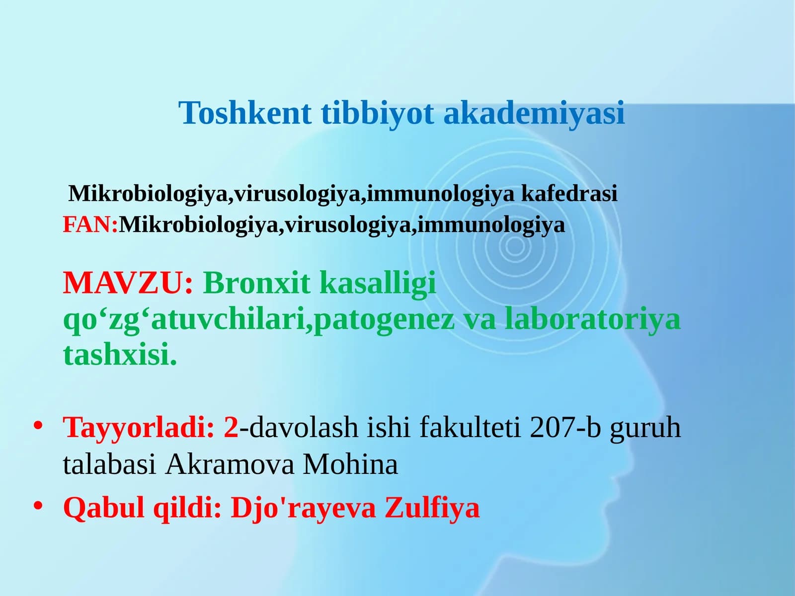 Bronxit kasalligi qo‘zg‘atuvchilari, patogenez va laboratoriya tashxisi