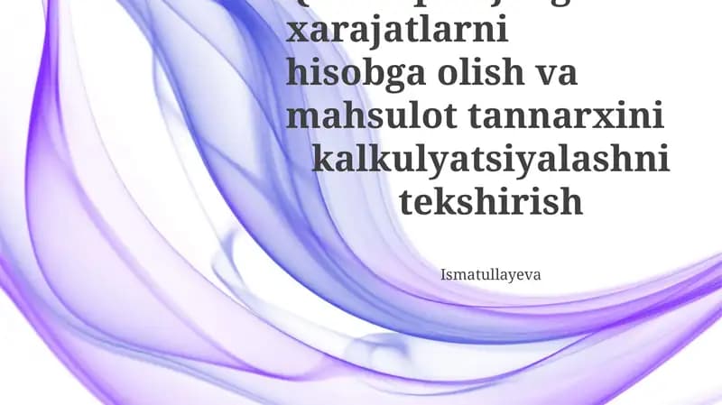 Qishloq xo'jaligida xarajatlarni hisobga olish va mahsulot tannarxini kalkulyatsiyalashni tekshirish