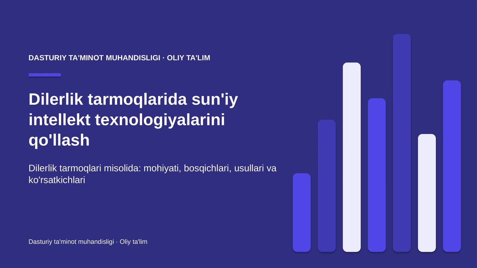 DASTURIY TA'MINOT MUHANDISLIGI · OLIY TA'LIM