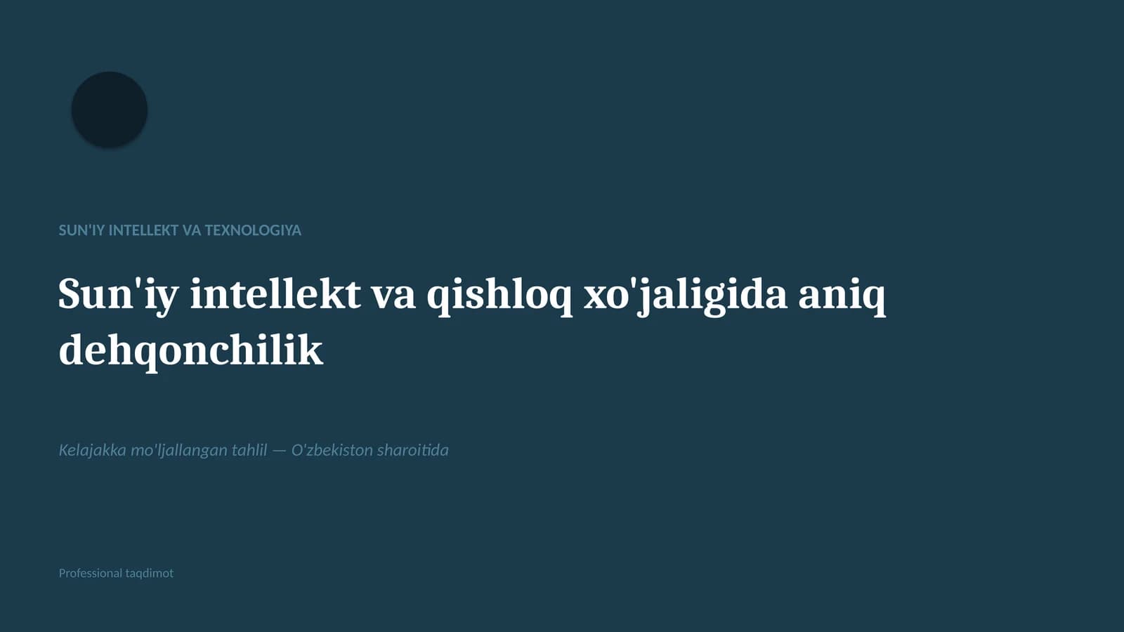 SUN'IY INTELLEKT VA TEXNOLOGIYA