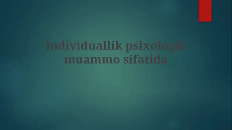 Shaxsiy farqlarni o'lchash