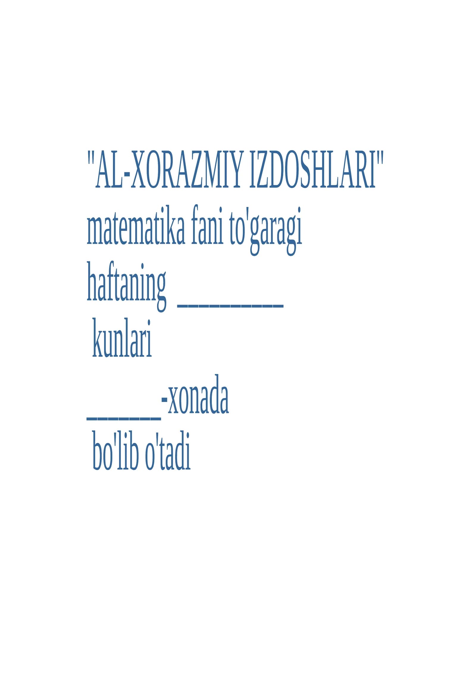 “Al-Xorazmiy izdoshlari” Math Guide